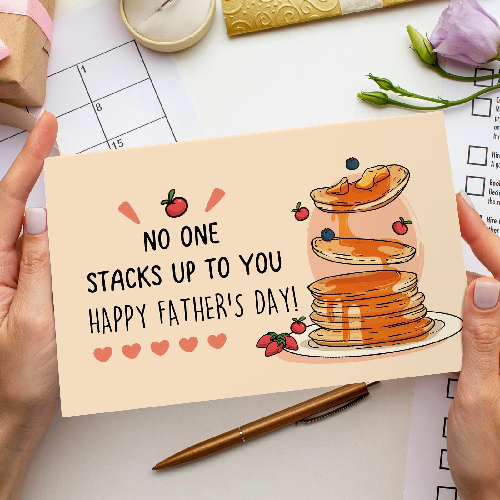 Naixiwen Cute Pancake Fathers Day Card for Daddy, Funny 8*5.3 inches, 008