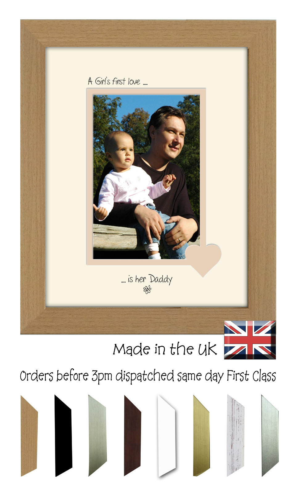Daddy Photo Frame Portrait A Girls First Love is her Daddy 6×4 Photos in a Word