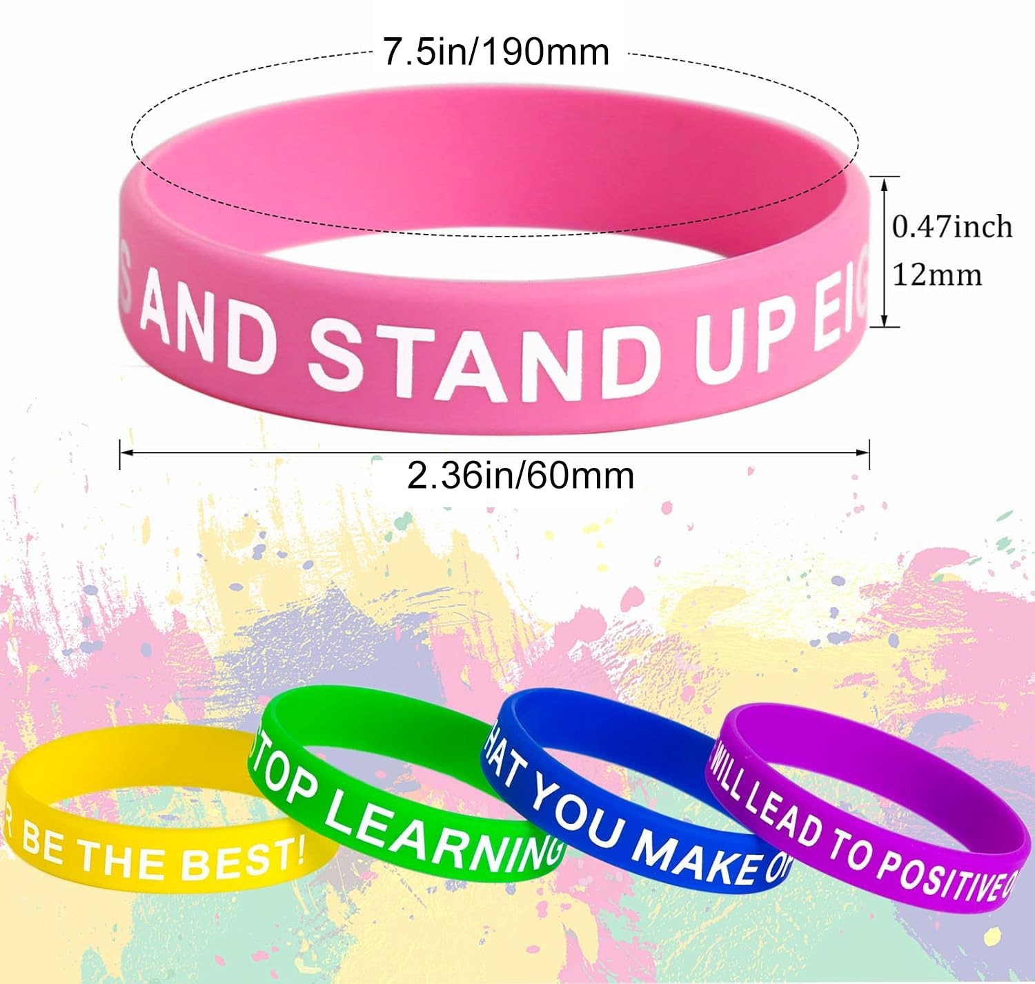 QEERBSIN Motivational Quote Bracelets- 100 Pcs Silicone Bracelets Bulk…