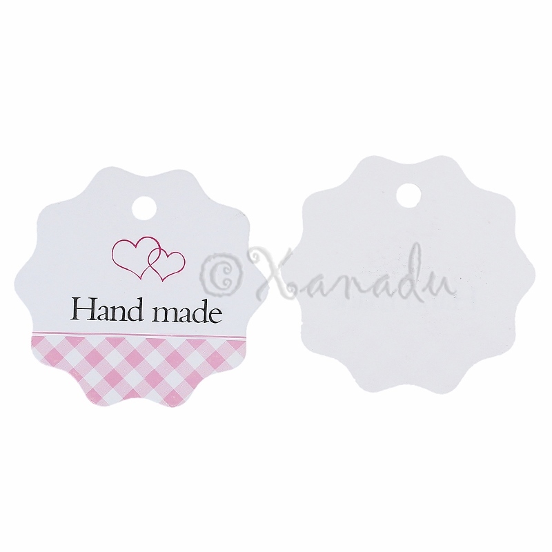 Pink Hearts Hand Made Specialty Merchandise Paper Tags P4548 – 20, 50 Or 100PCs