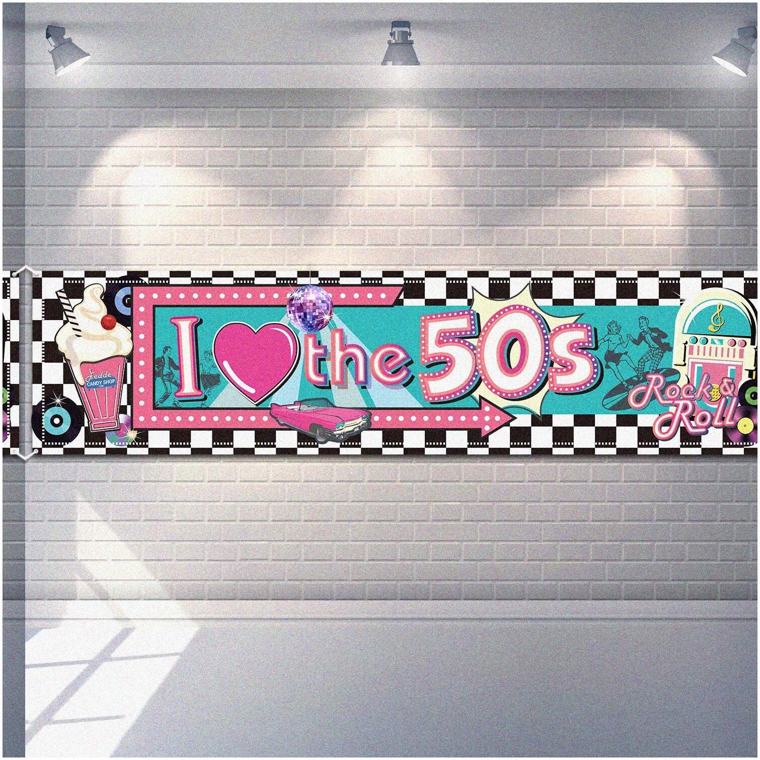 Retro 50s Party Banner Vintage Rock and Roll