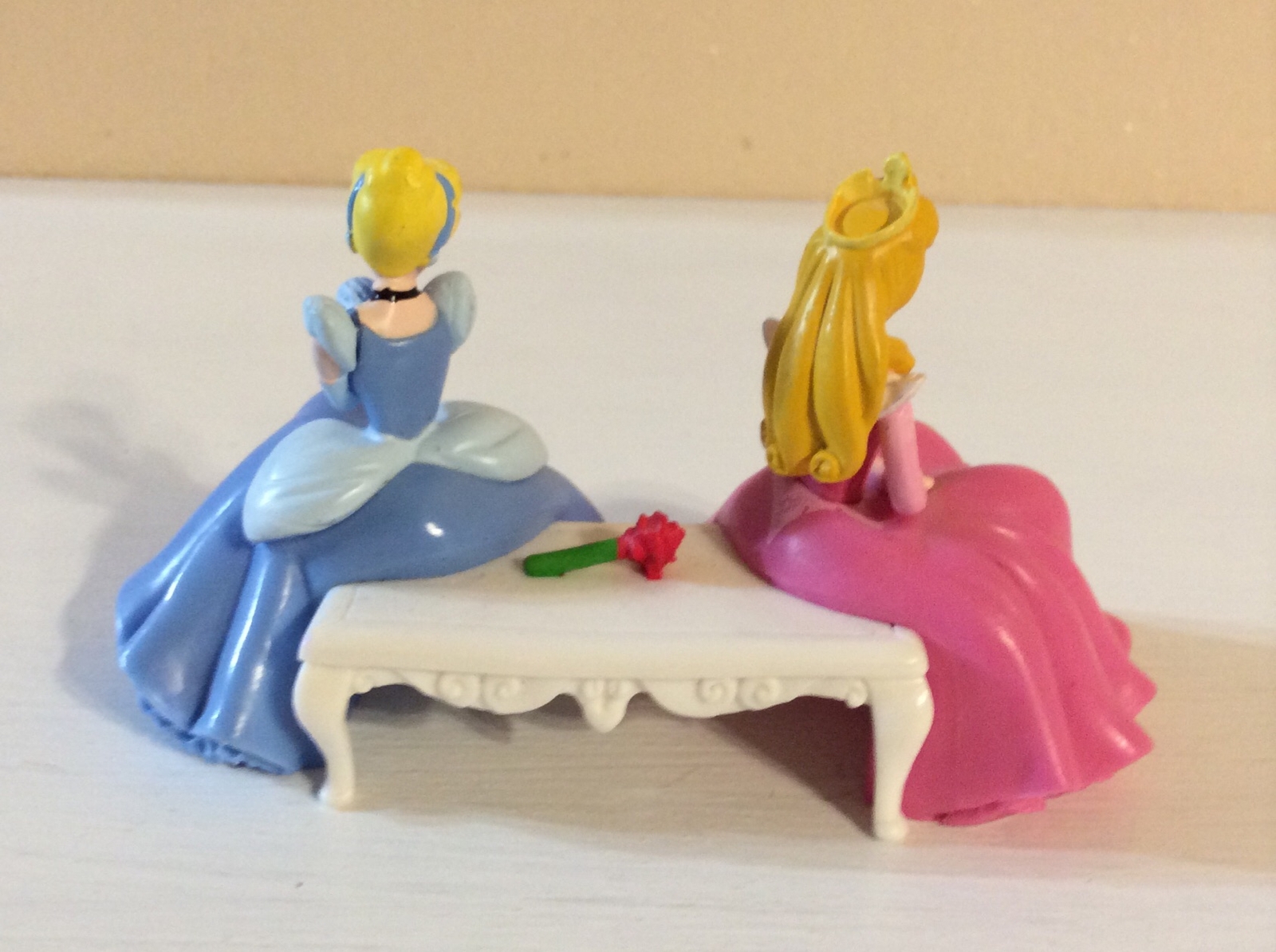 Disney Aurora & Cinderella On A Bench W/ Rose 5” L 3” T Cake Topper Deco Pac