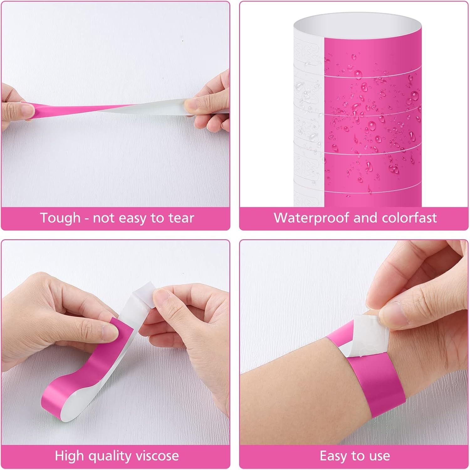 Paper Wristbands for Events 200 pcs Pink Party Wrist Bands Event Bracelets Ar…