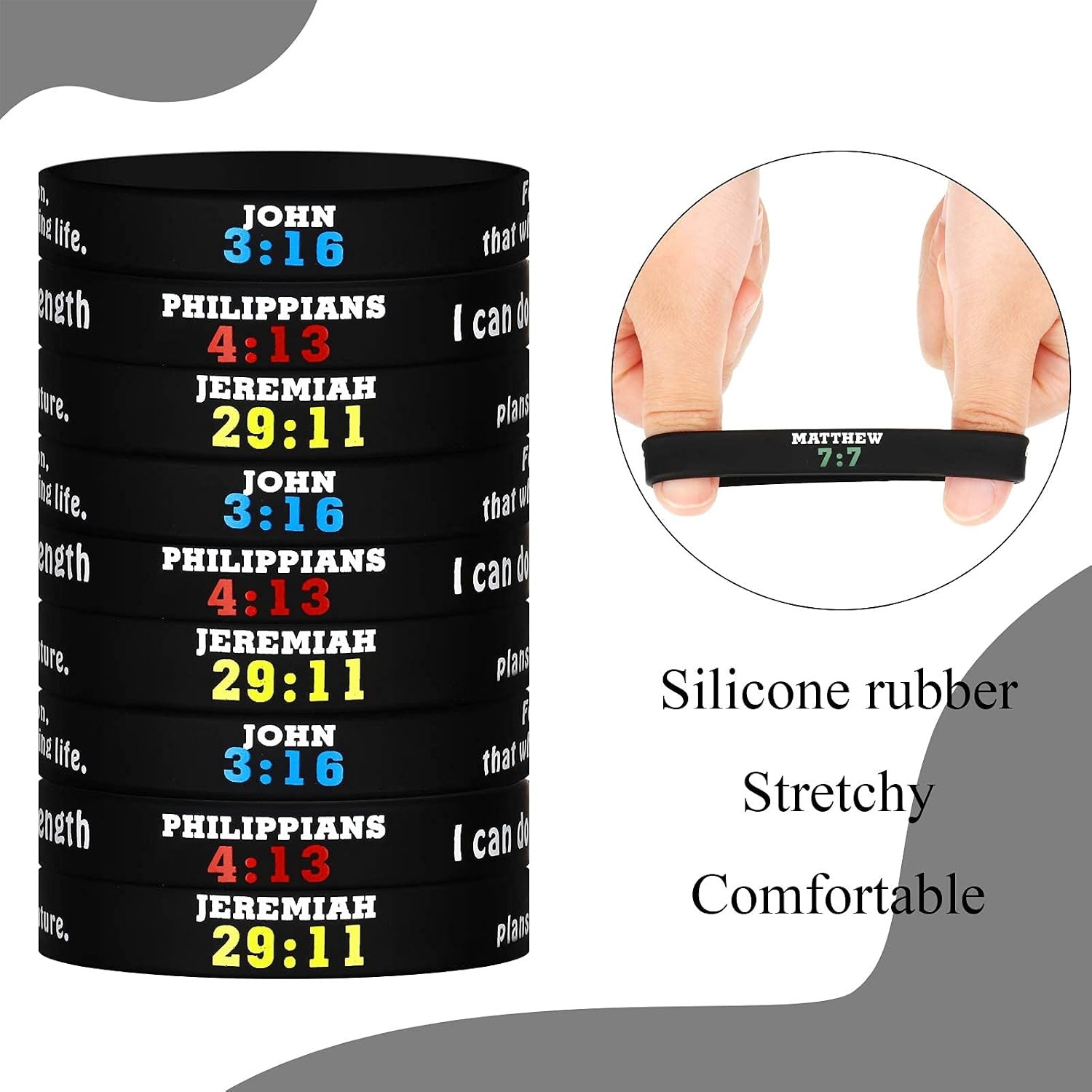 Bible Verse Silicone Wristbands Inspirational Religious Rubber Bracelets