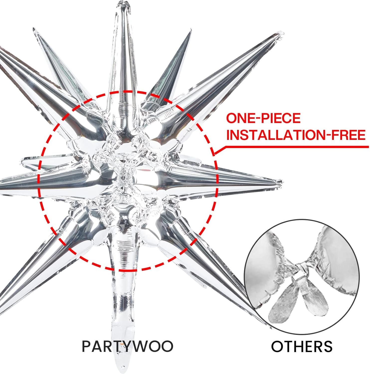 Metallic Silver Star Foil Balloons 6pcs Different Sizes Pack of 27 22 Inch Ex…