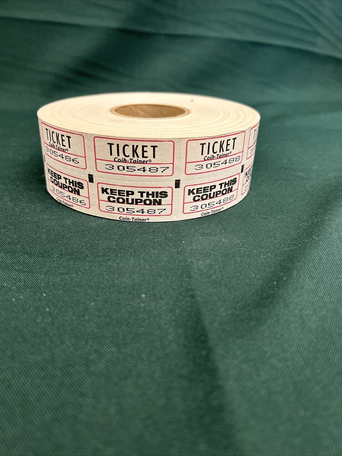 Roll of White Double Stub Raffle Tickets Split the Pot 50/50, Partially Used