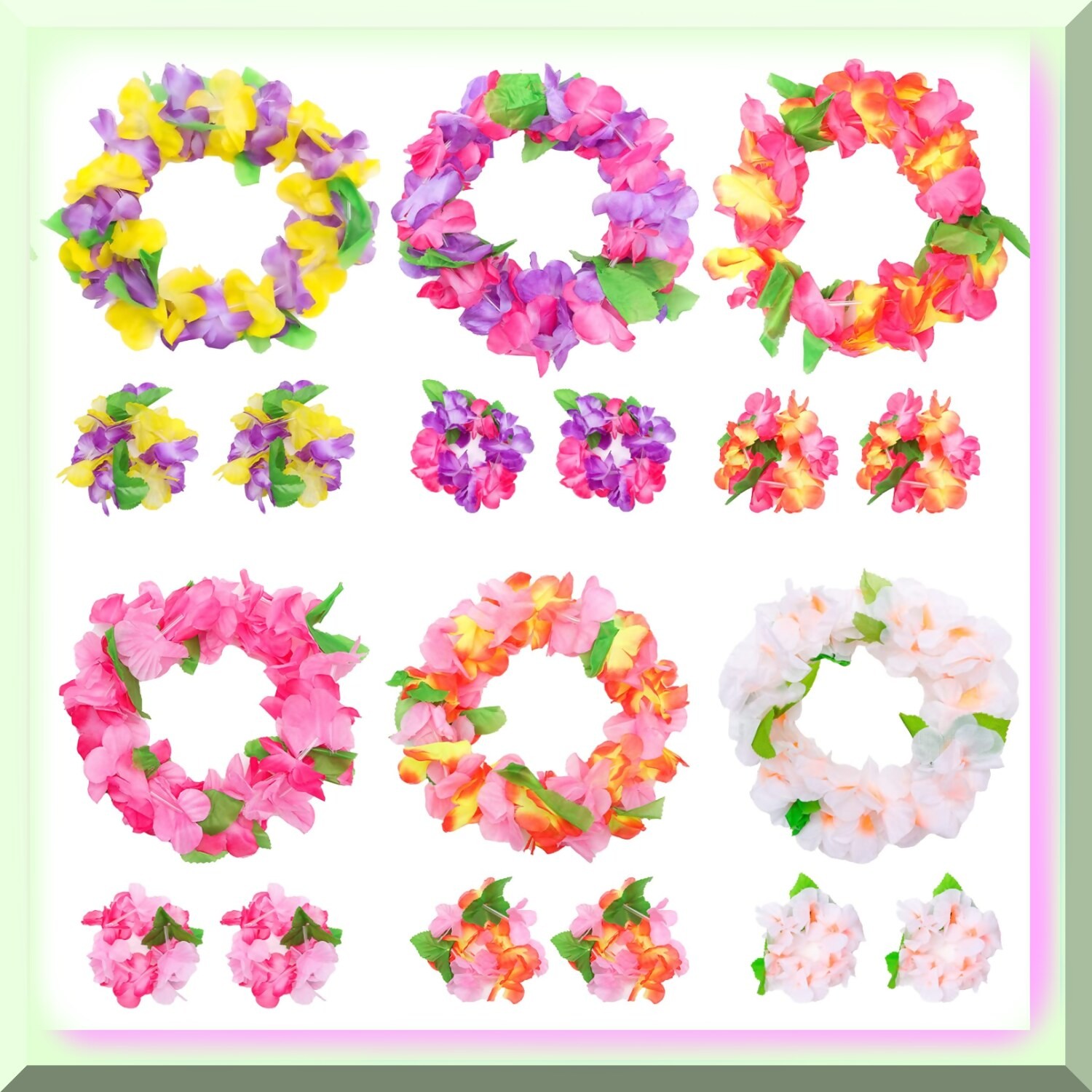Tropical Party Pack with Leis Headbands Wristbands