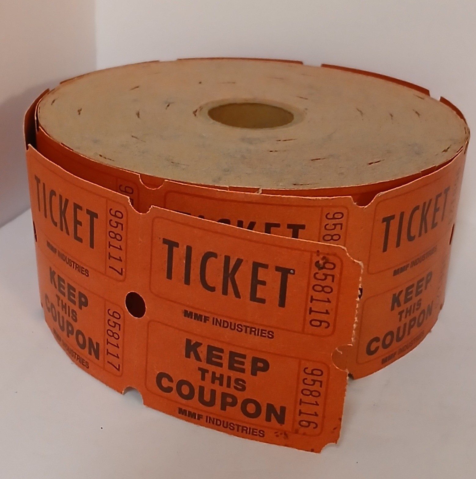 Partial Roll Red Double Raffle Tickets.