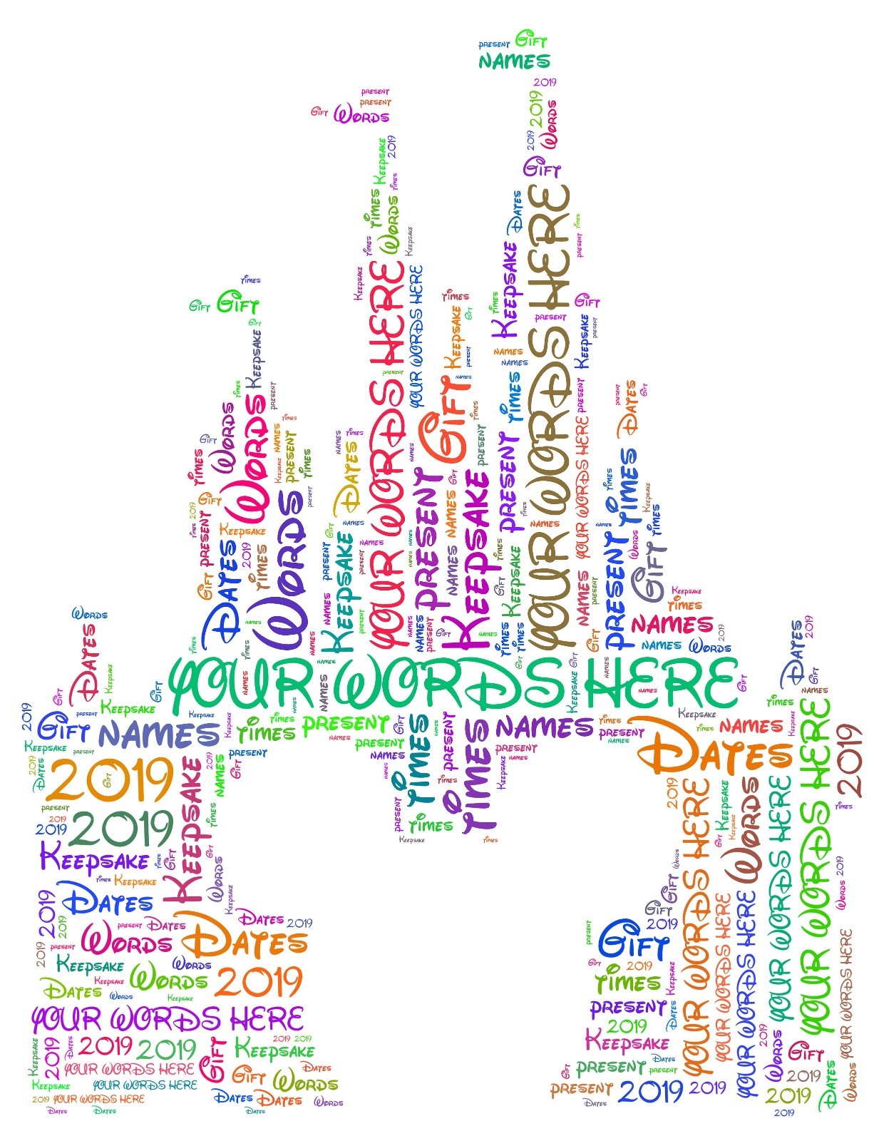 word art picture personalised gift present keepsake any occasion Disney castle