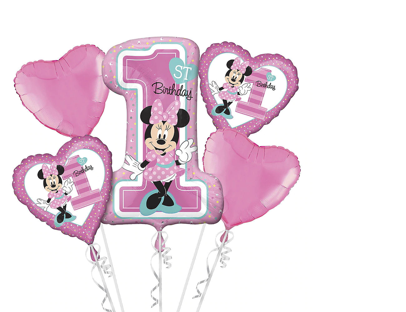 Minnie Mouse 1st Birthday Balloon Bouquet 5pc