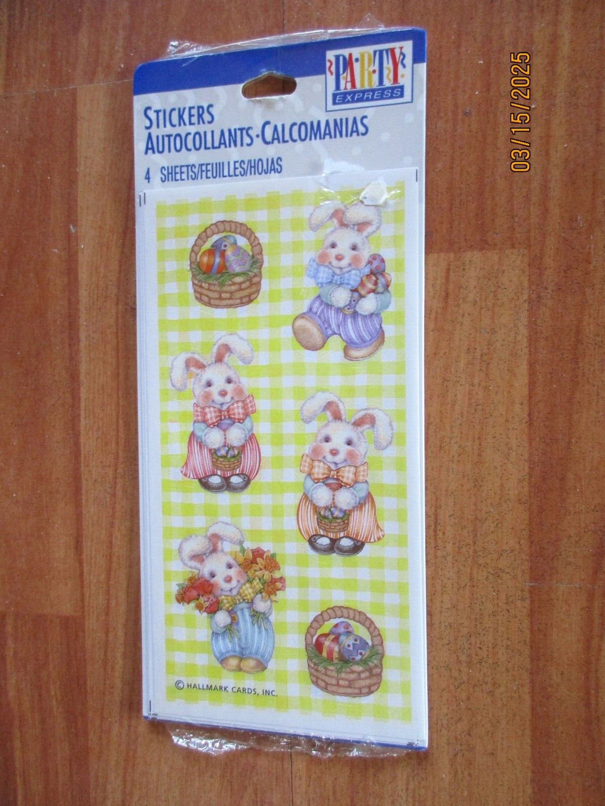 Vintage Party Express Hallmark Easter Bunny Stickers 4 Sheets MIP RARE