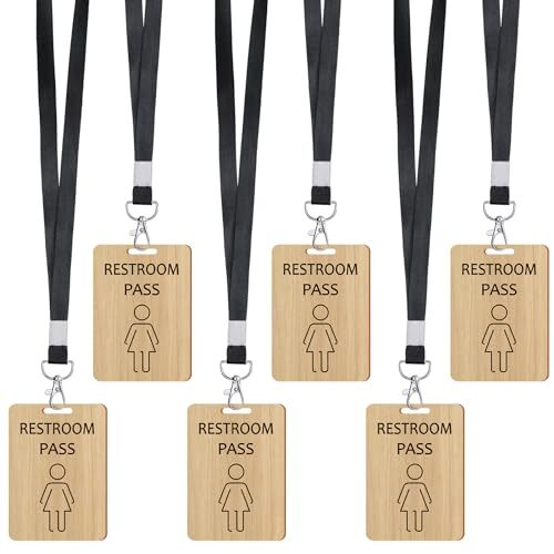 6 Sets Rustic Passes with Lanyards Farmhouse School Female Restroom Pass