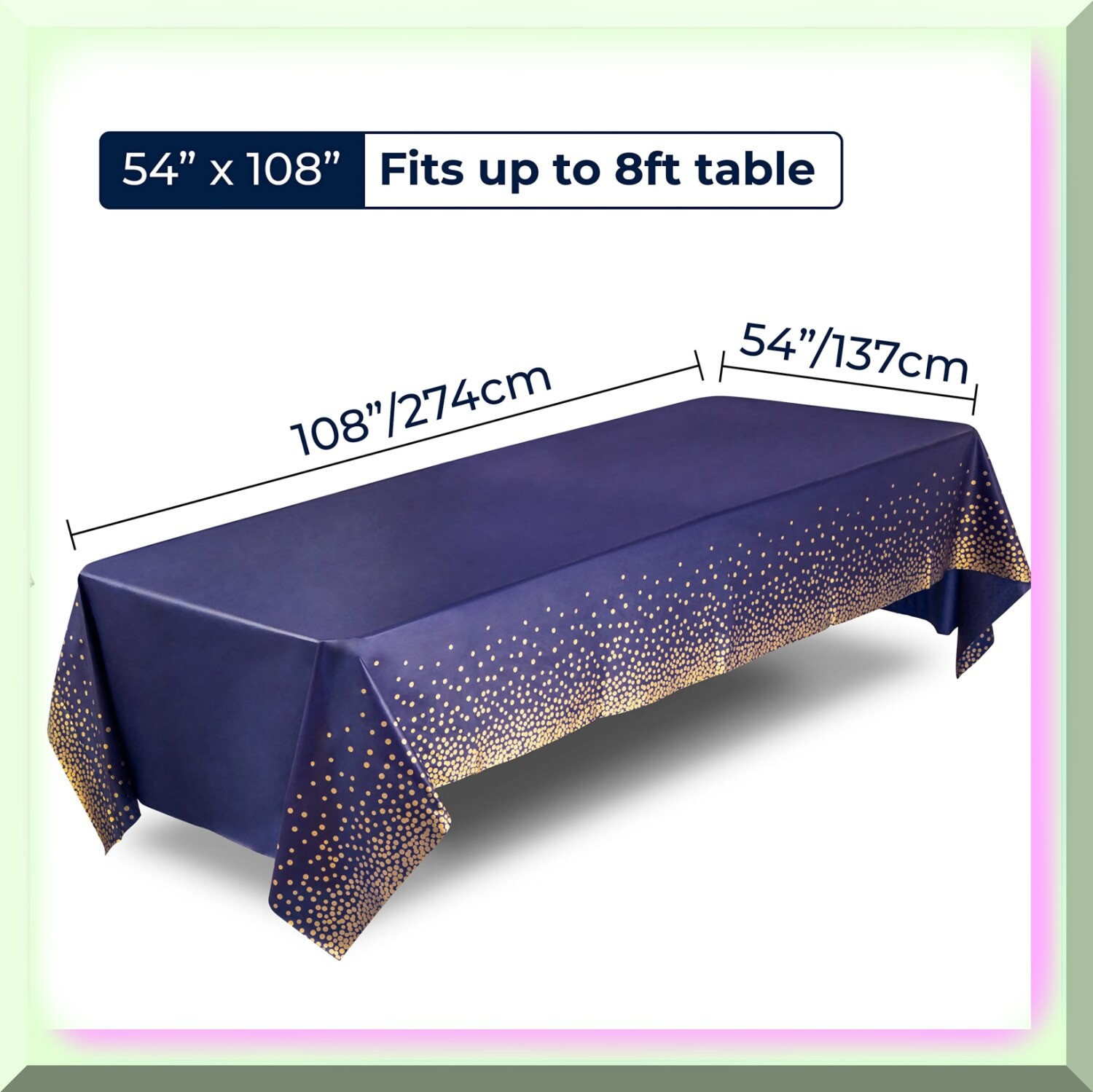 Navy and Gold Disposable Rectangle Tablecloth Set