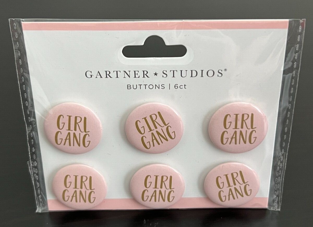 Gartner Studios “Girl Gang” Bridal Party Bachelorette Button Pins. Set of 6