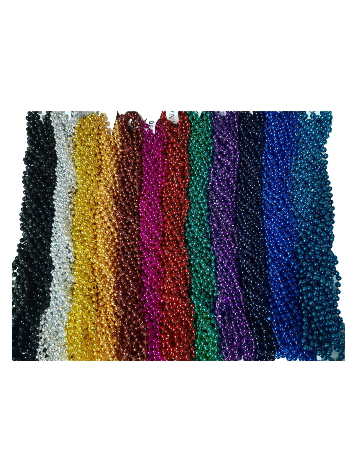 6 Mardi Gras Beads Necklaces choice Red Pink Blue Green Purple Gold Silver
