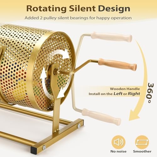 Heavy Duty Raffle Drum Spinner Cage with Silent Handle & Thick Ticket Box for Lo