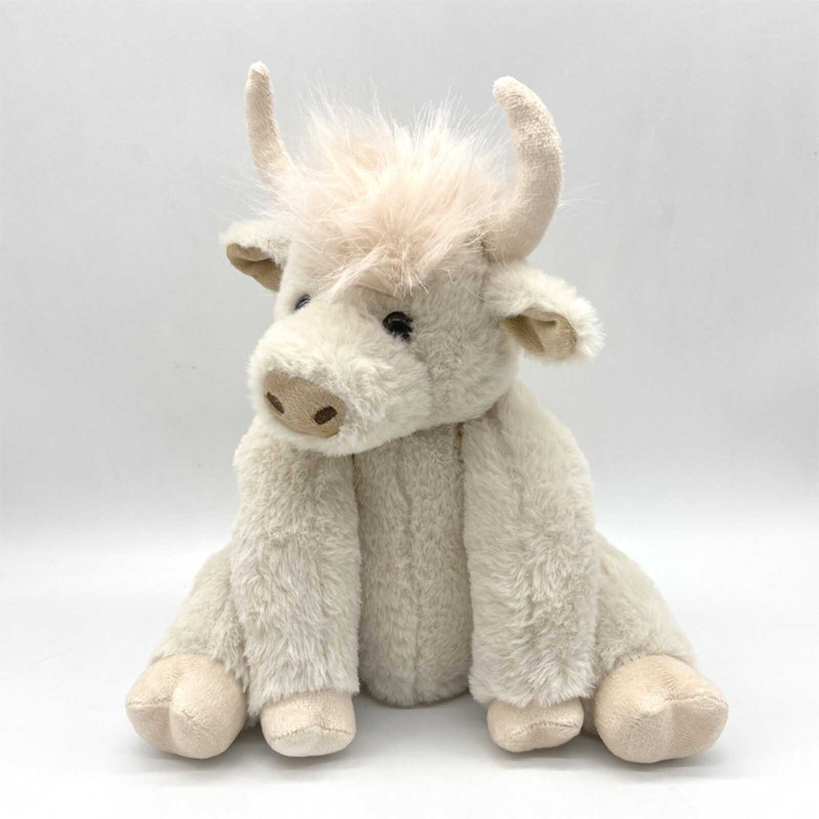 Lifelike Scottish Cow Stuffed Animal Posable Joints Highland Cow Plush Doll Toy