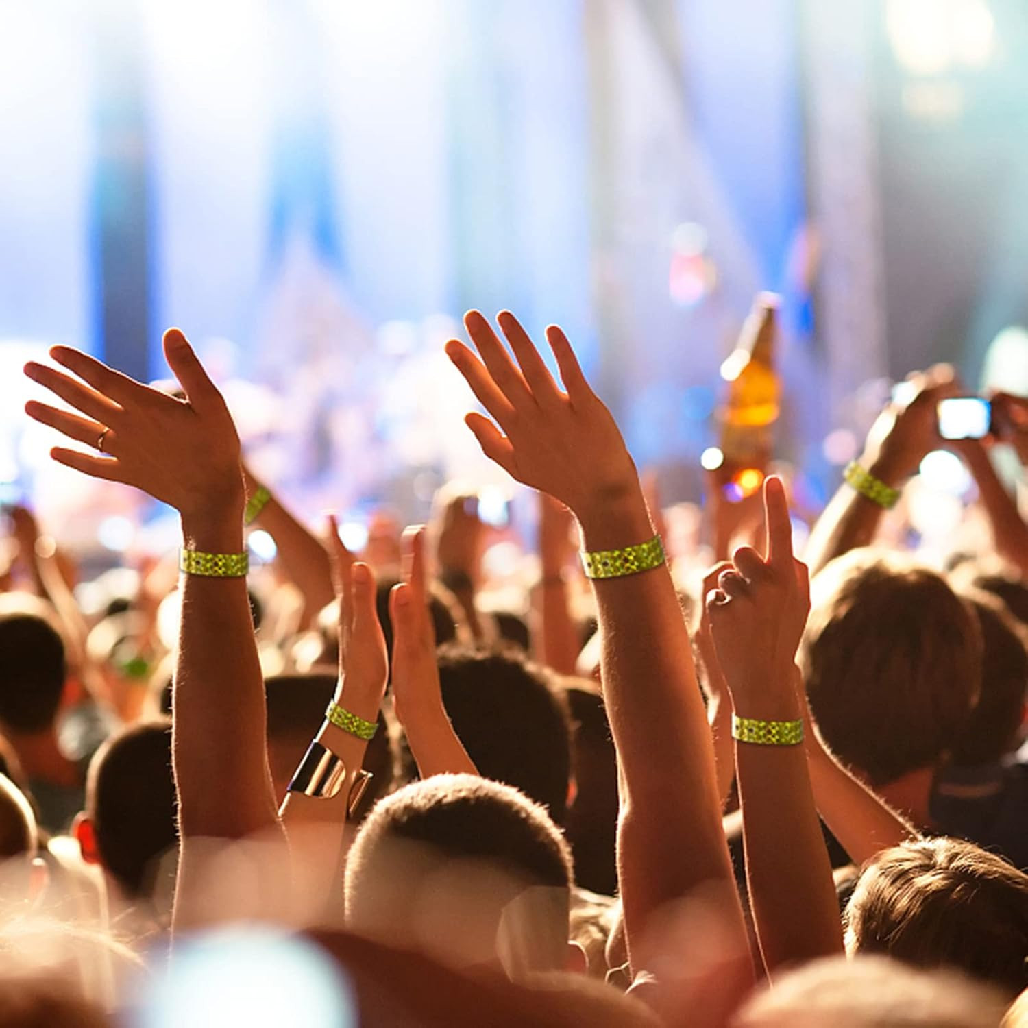 Holographic Plastic Wristbands Gold – 100 Pack Wristbands for Events Parties