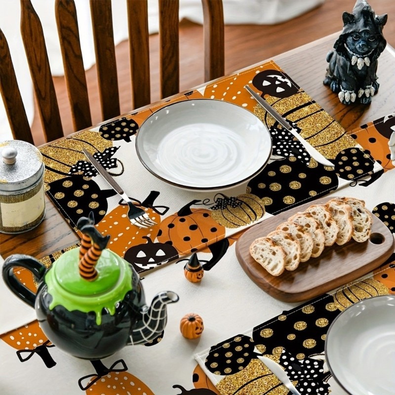 Pack of 10 Eerie Pumpkin Halloween Tablecloth for Home Dinner Party Decoration