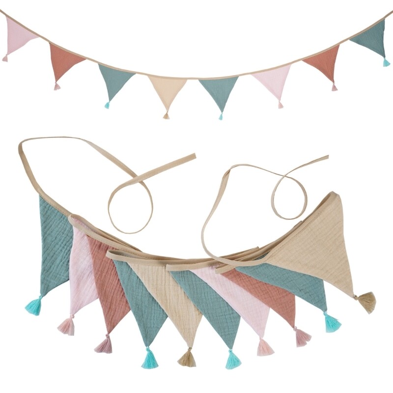 Nursery Room Hanging Bunting Flags Wall Hanging Decors 2.6m Garland Banners