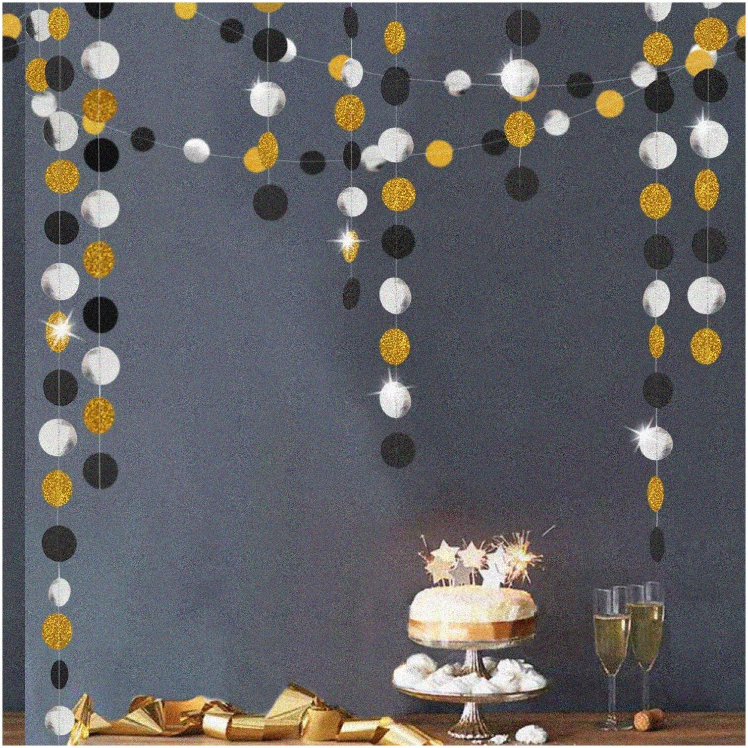 Black Circle Dots Party Streamer Set 52ft Decorations
