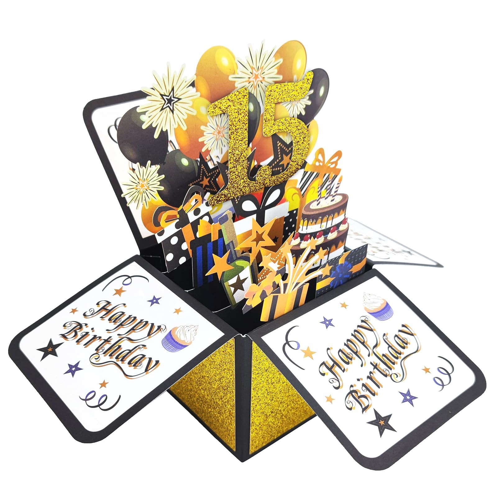 Asmallgf Cool 15th Birthday Popup Card for 3.1×7.1 inches, 15 year old