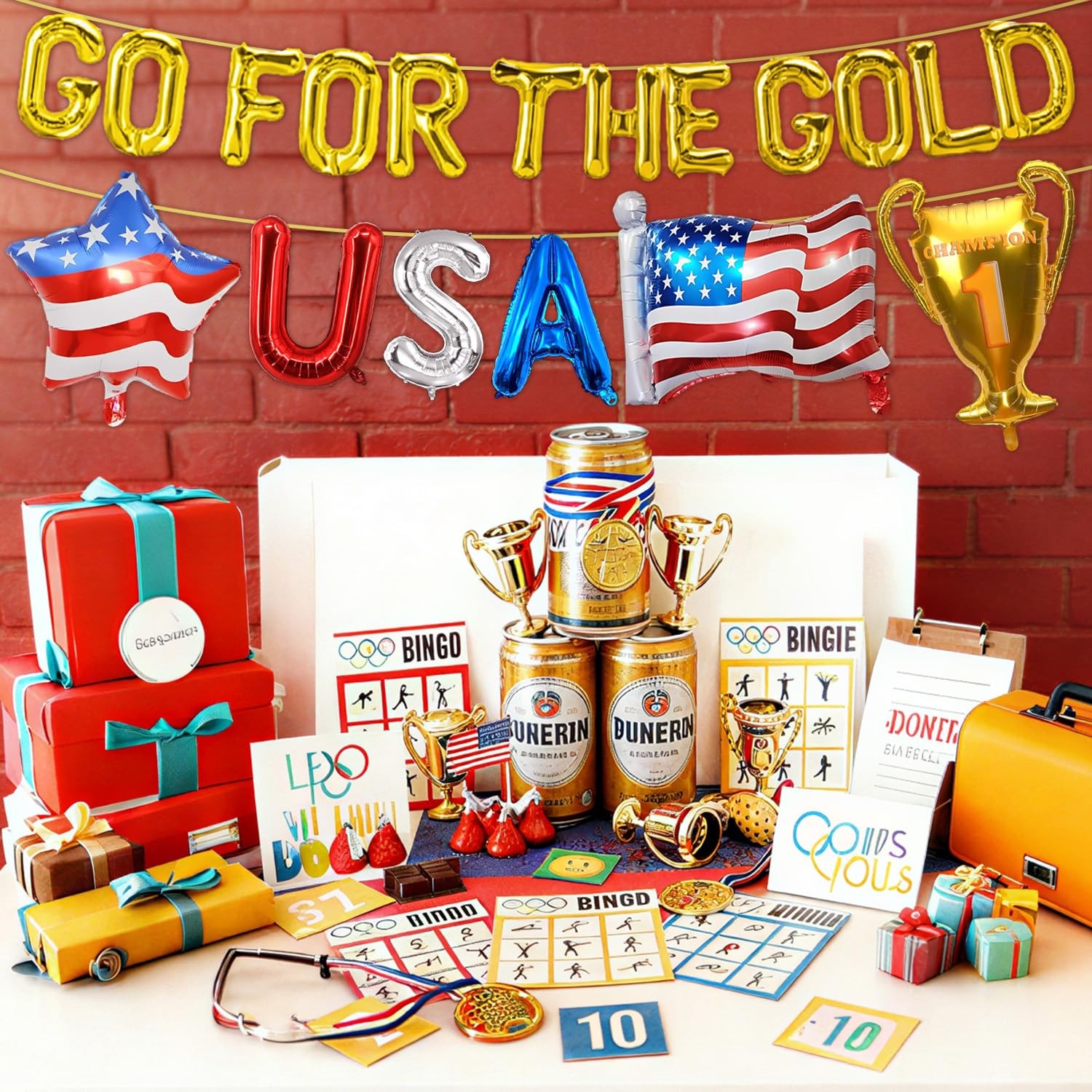 GO FOR THE GOLD Sports Balloons 2026 World 22 inches, Red, Silver, Blue, Gold