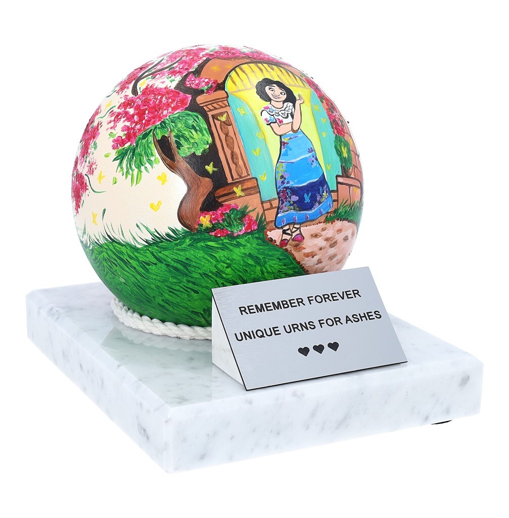 Girl in the garden, hand-painted child urn Personalized cremation urn for child