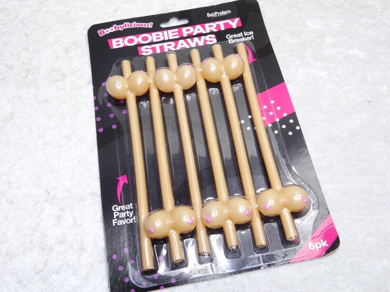 6pk Boobie Shaped Party Drinking Straws – Boobs Breast Adult Novelty Gag Joke
