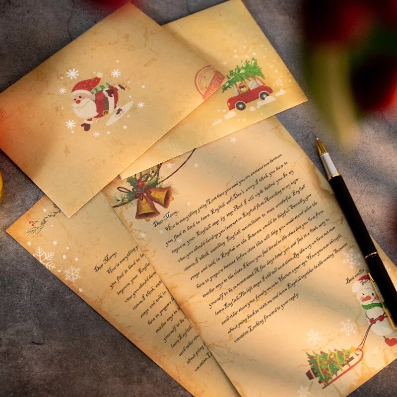 37pc Christmas Kids Craft Set Santa Letter Papers Envelopes Stickers Decorations