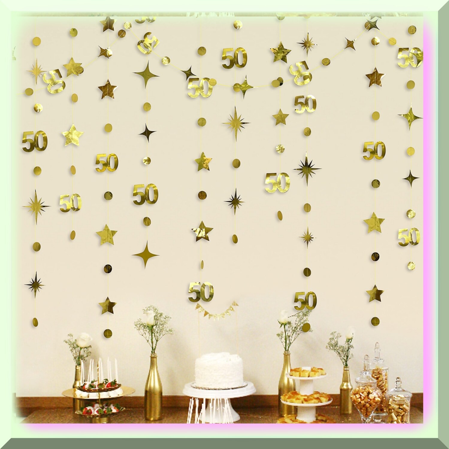 50th Celebration Decor Kit with Metallic Garlands