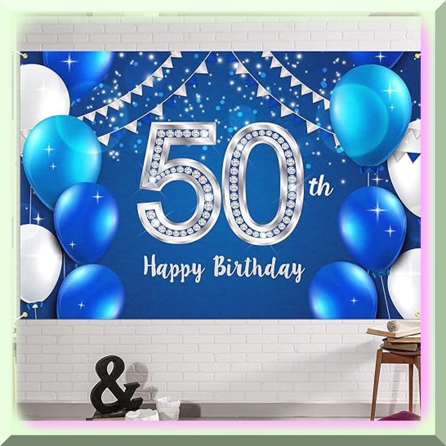 Golden Jubilee Celebration Banner Backdrop 6×4 ft Polyester