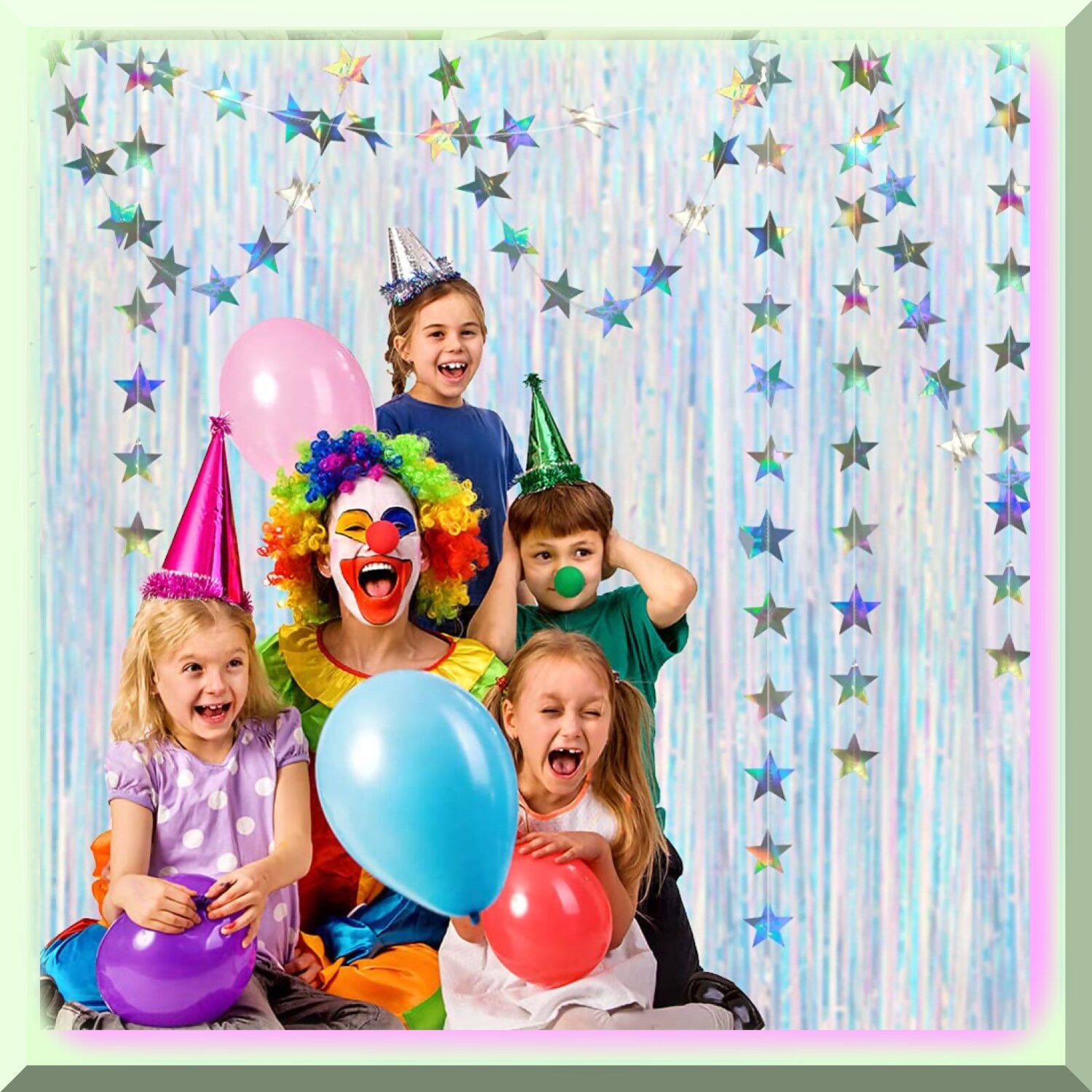 Iridescent Tinsel Curtain Backdrop for Celebrations