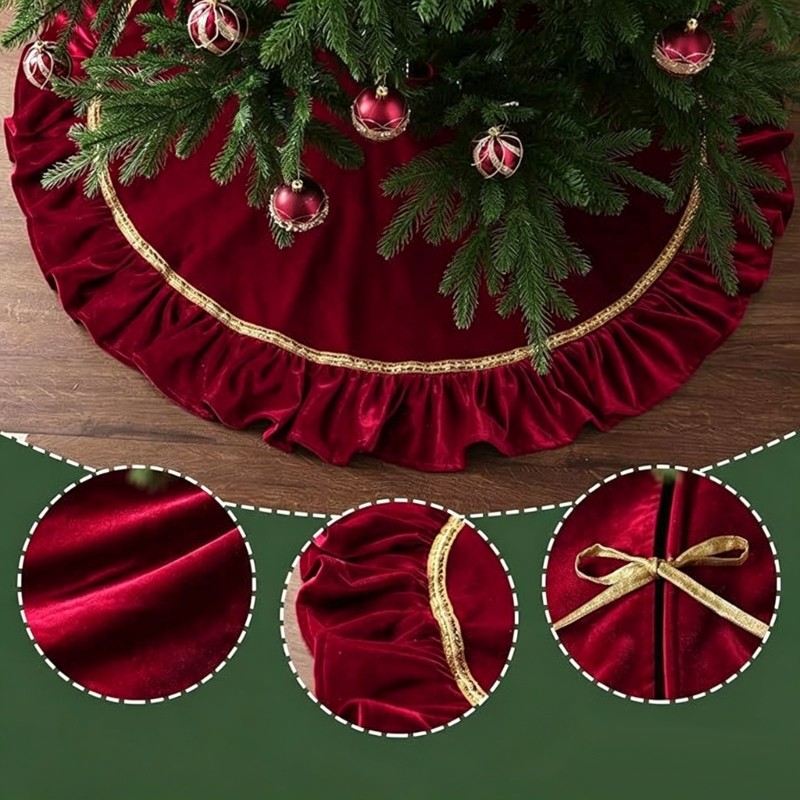Christmas Tree Skirt 120cm/47inch Soft Cover for Indoor Display Use