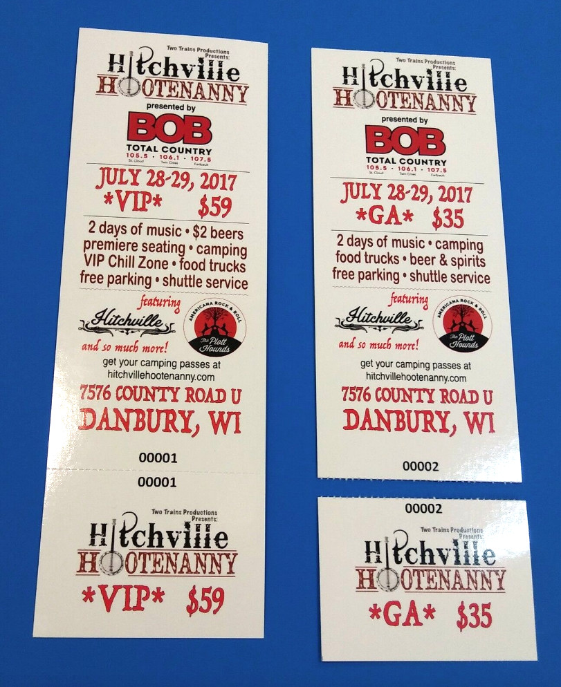 Printed Event Tickets – 500 Custom Concert Raffle, Full Color, Numbered w/ Stub