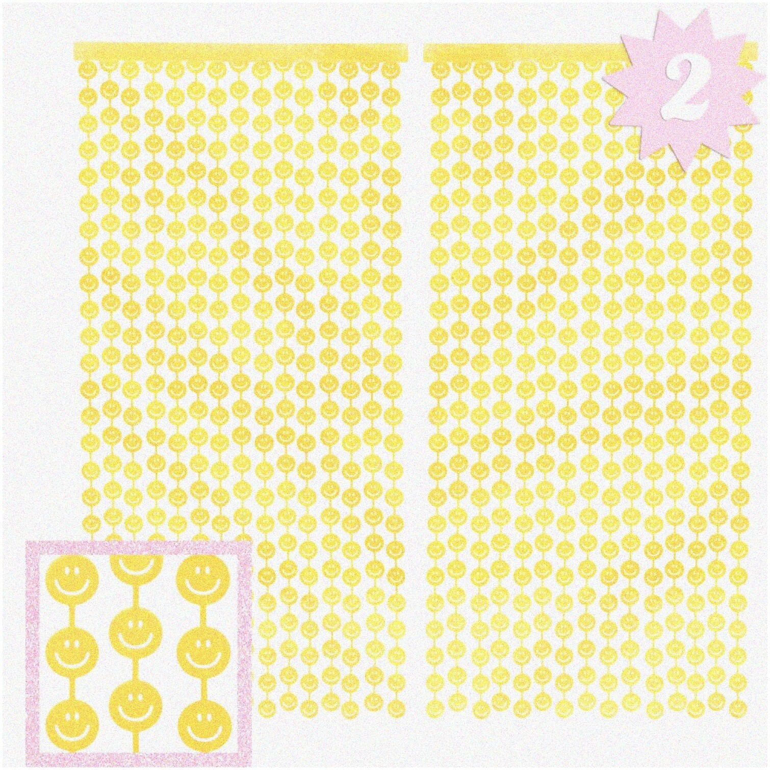Set of 2 Yellow Smile Face Party Curtains