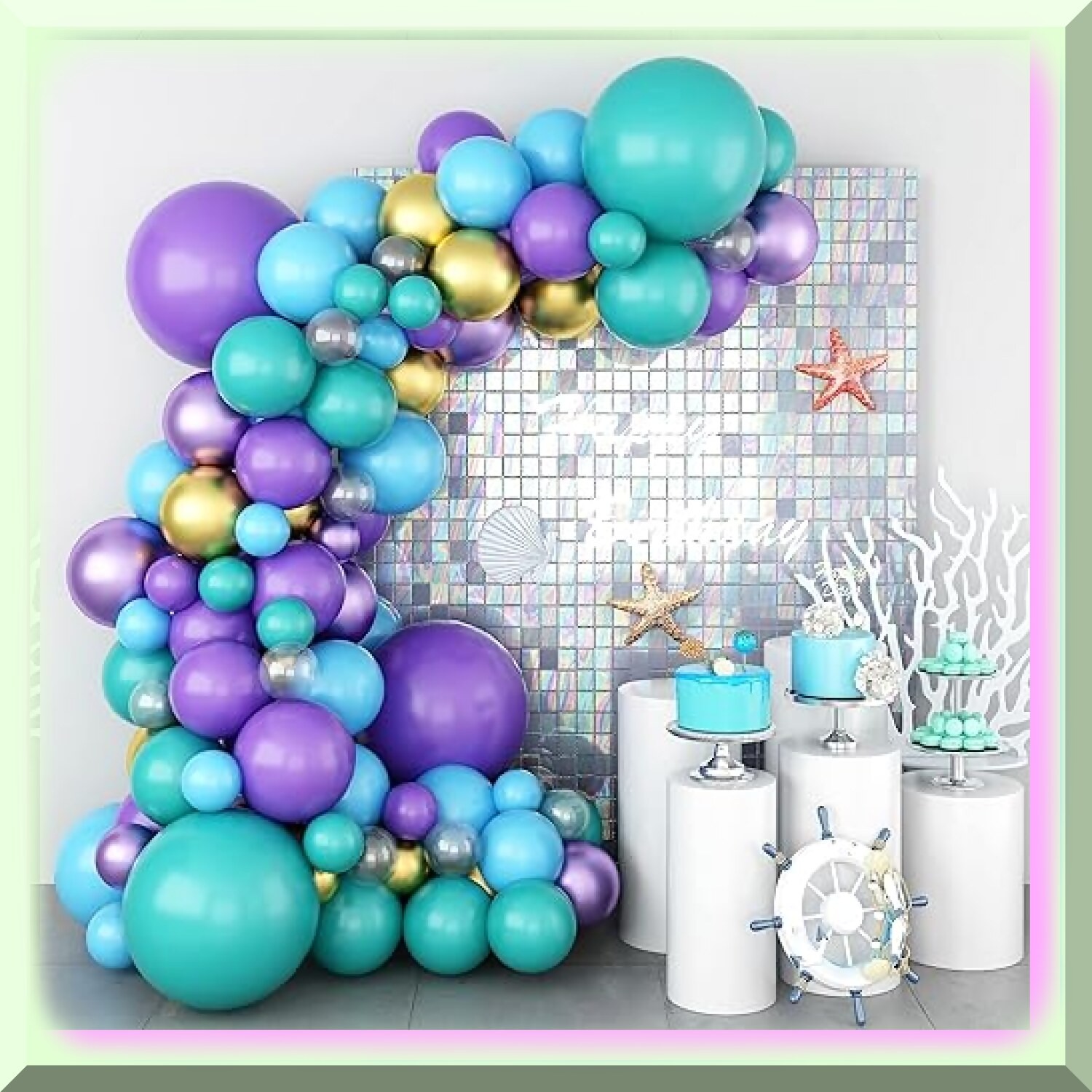 Mermaid Balloon Garland Kit with 92 Latex Balloons