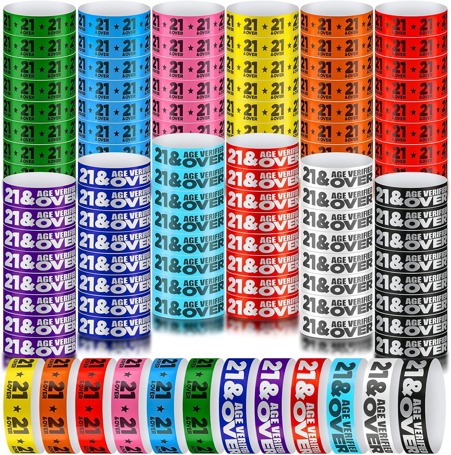 1200 Pcs over 21 Wristbands Paper Events Wristbands Colored Event Wristbands Wat