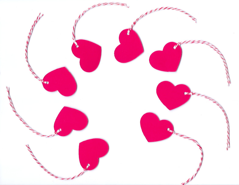 50 Red Heart Gift Tags – Wedding Party Favor Valentines Craft Fair Price Labels