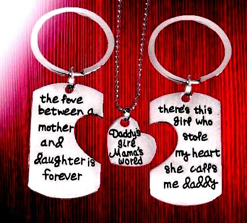 Mum daddy daughter gifts for Fathers day trio parts engraved unusual gift 3 SALE