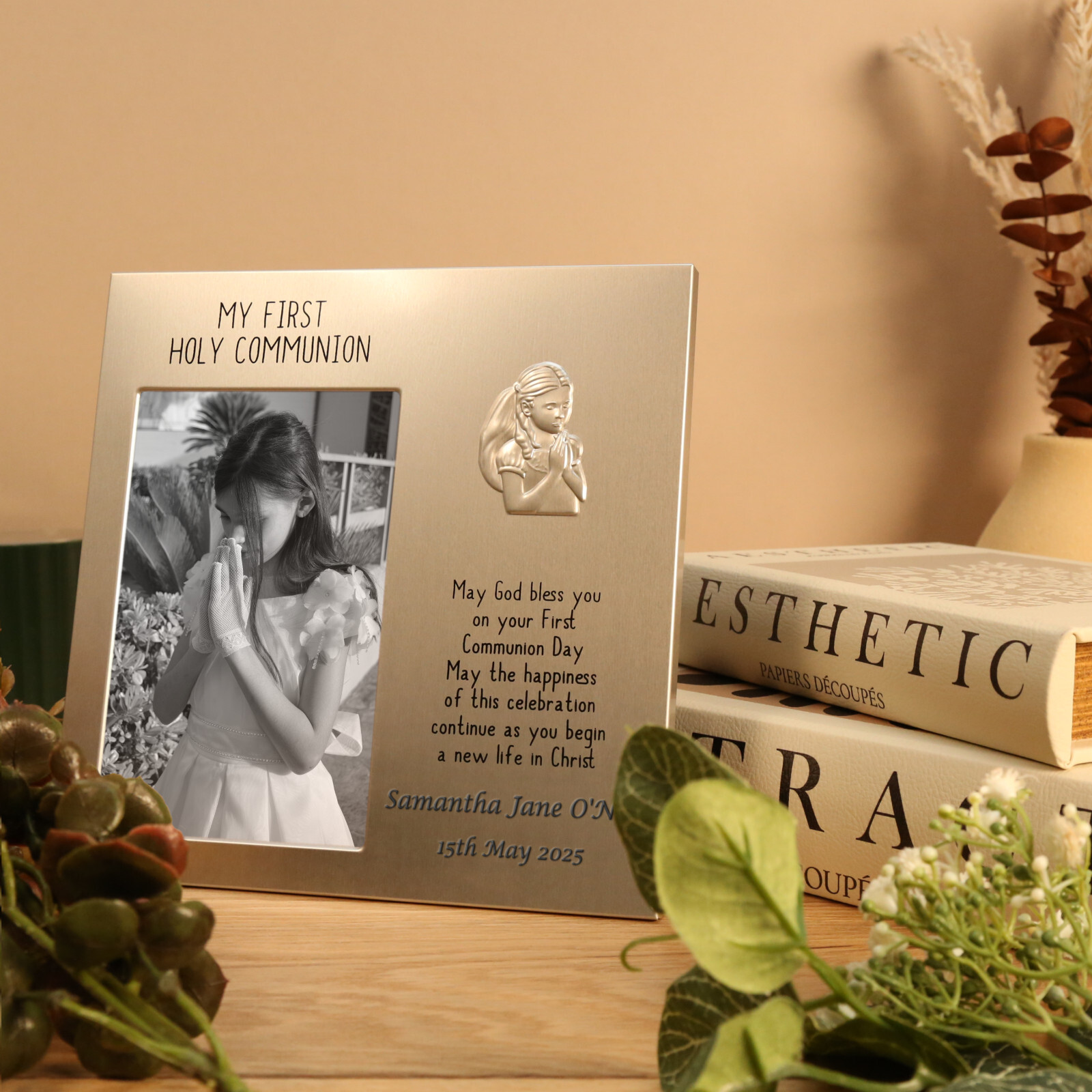 First Holy Communion Gift For a Girl, Engraved Girl’s 1st Communion Photo Frame