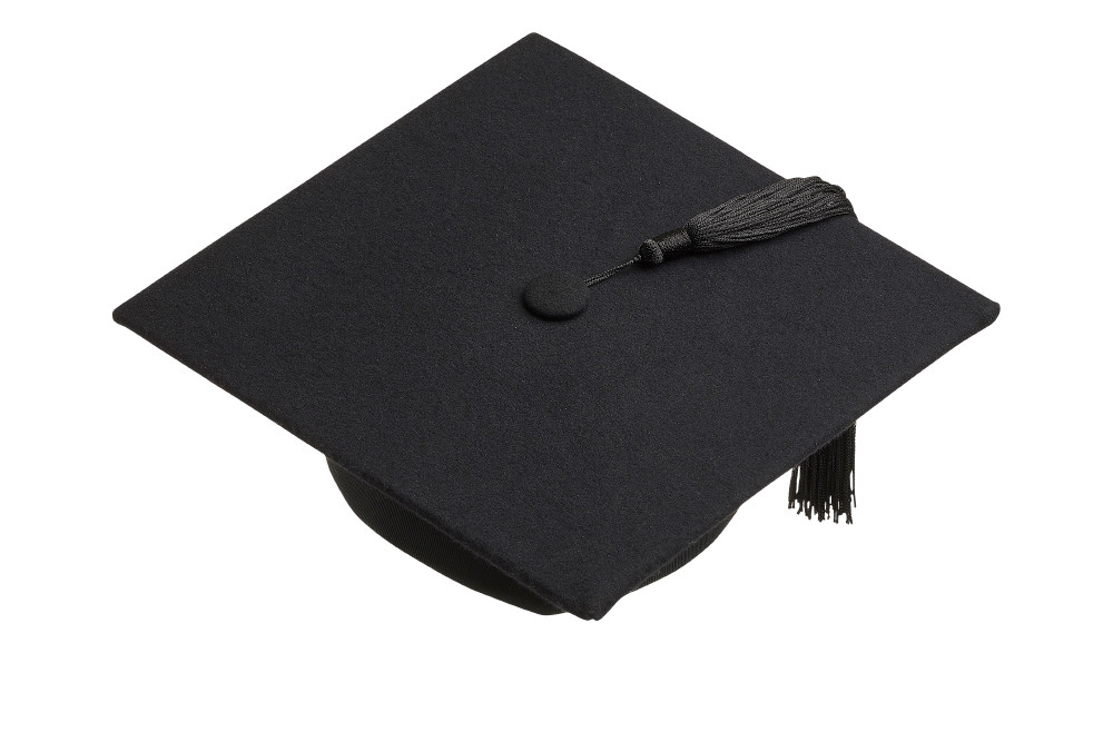 Graduation Mortarboard – Master’s Fitted Black Cap Hat – Academic Gown Accessory