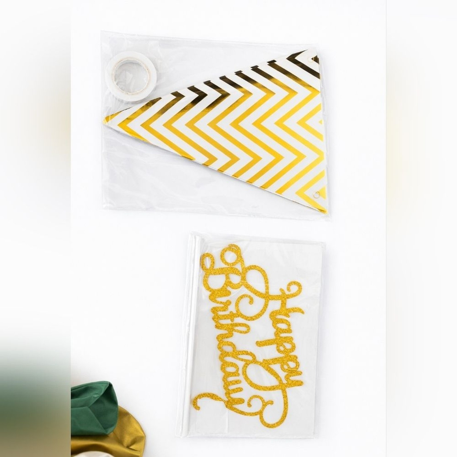 Gold and Green Party Decoration Set Birthday