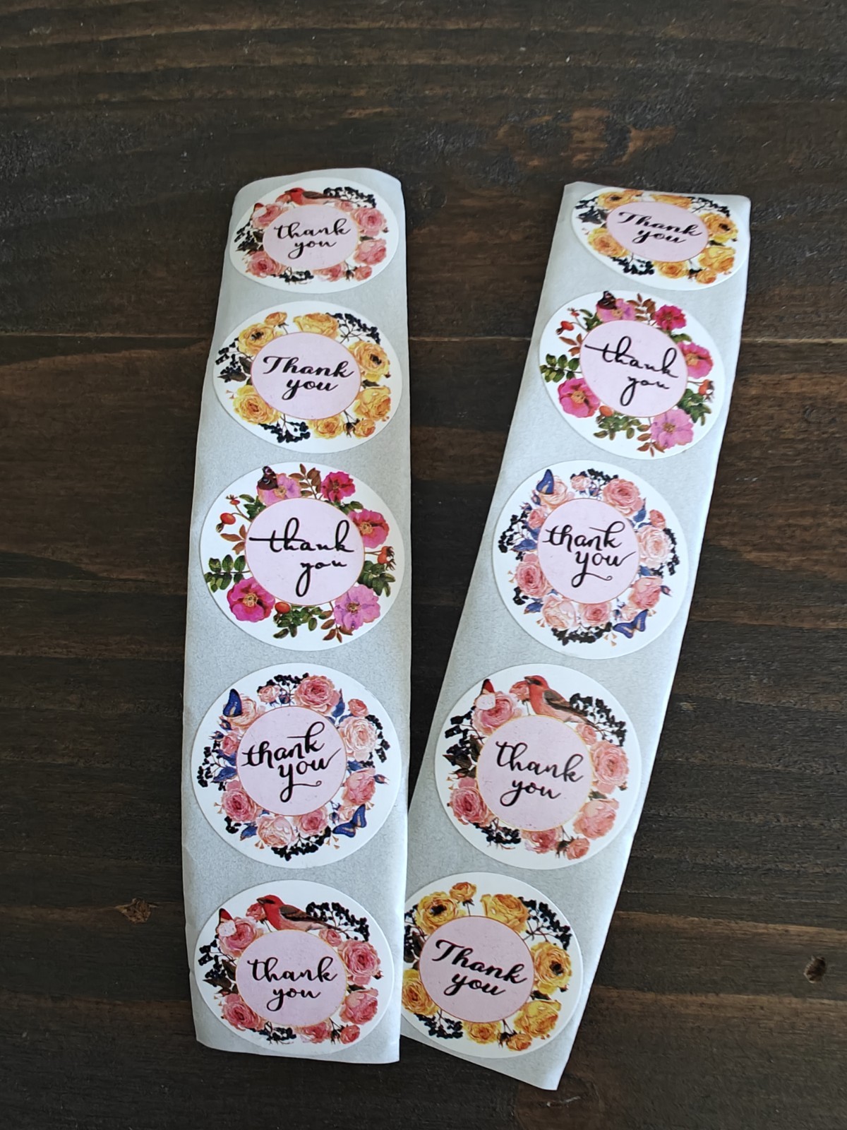 100pcs Thank You Stickers Round Color Flowers Label Party Favors Gift Art Craft