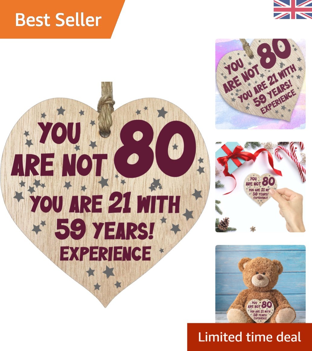 Unique Handmade 80th Birthday Gift – Light Wood Heart Plaque for Mum & Dad