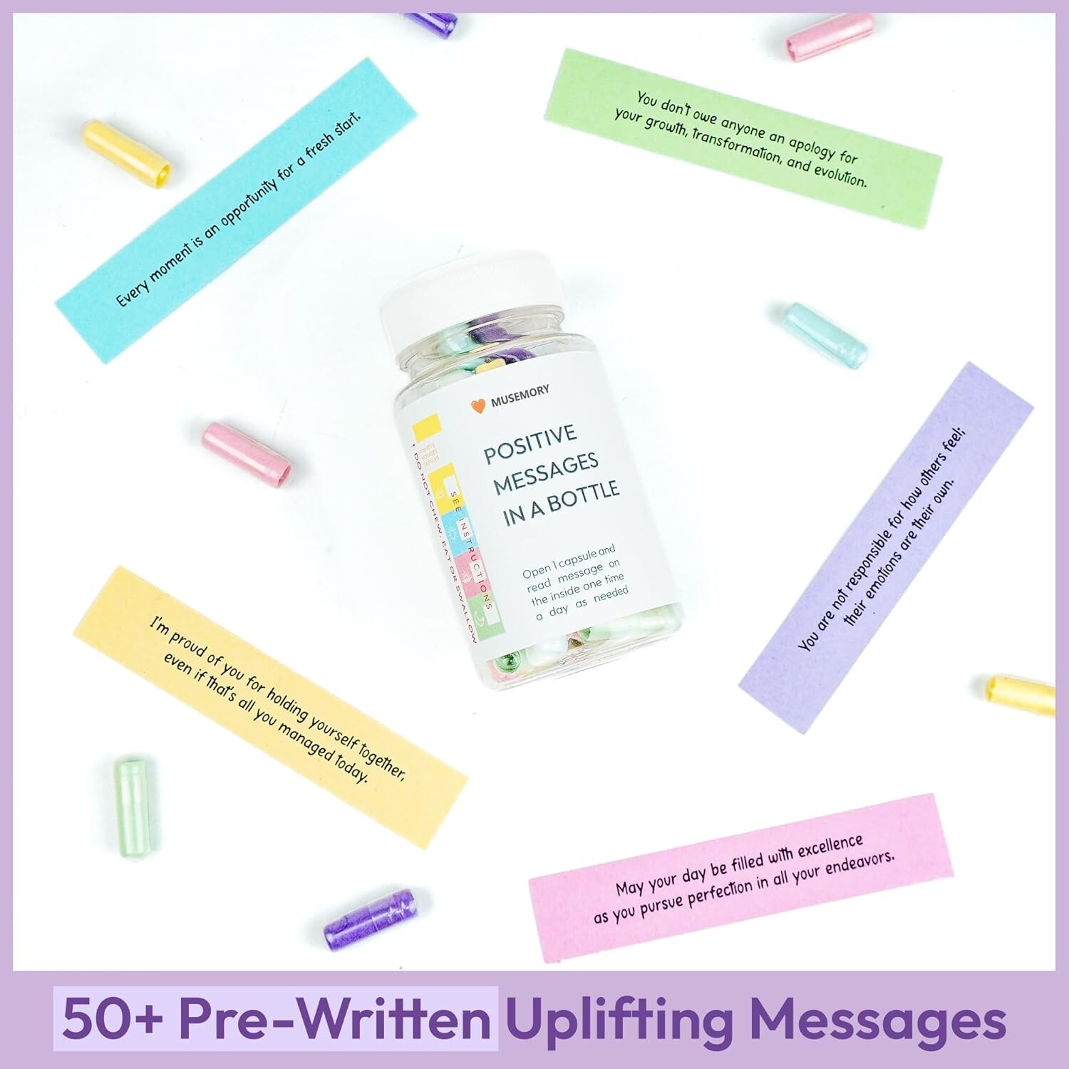 50 POSITIVE Capsule Letters Messages in a Bottle, for Women, BFF, Sister Gifts