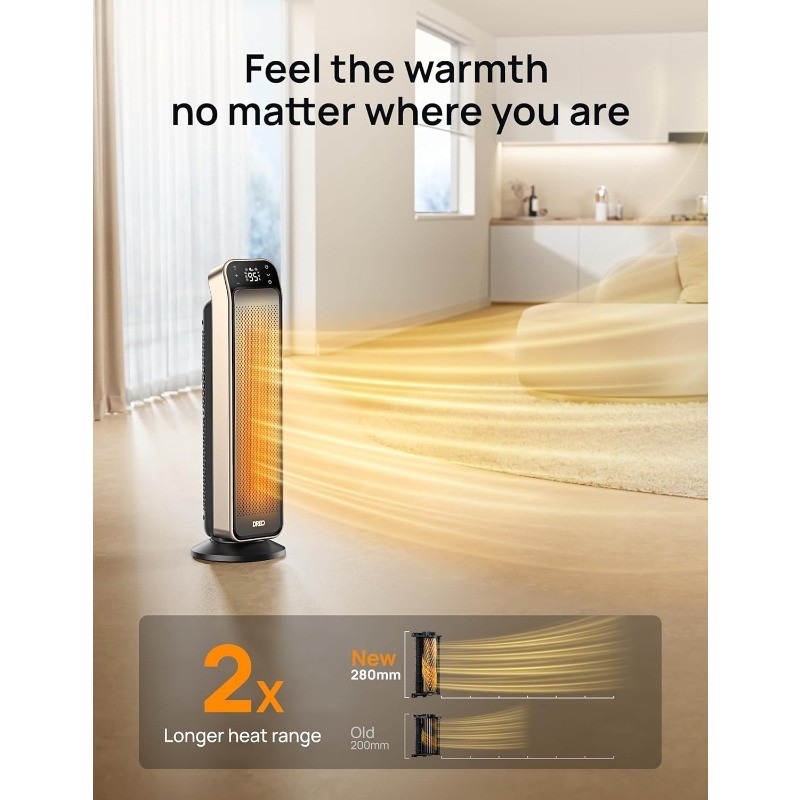 Space Heater Indoor, 25″ 11.5ft/s Fast Portable Room Heater