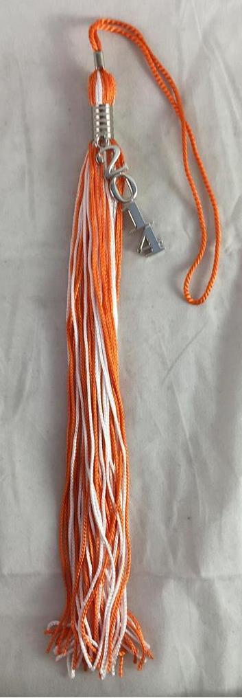 NEW Orange & White Class 2014 Charm Graduation Tassel 9″ Jostens