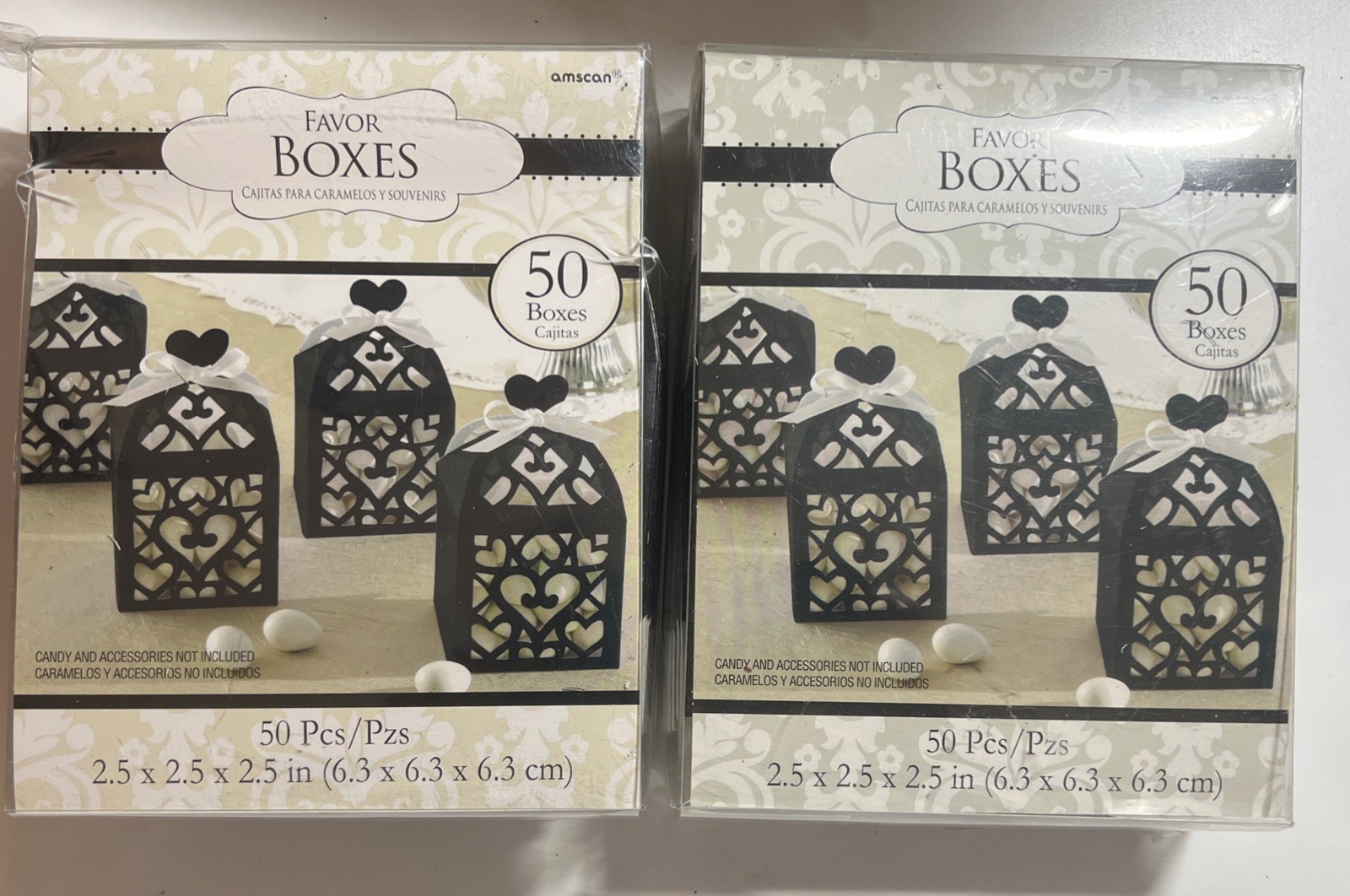 100 Black Party Favor Boxes. Ribbon and candy not included*