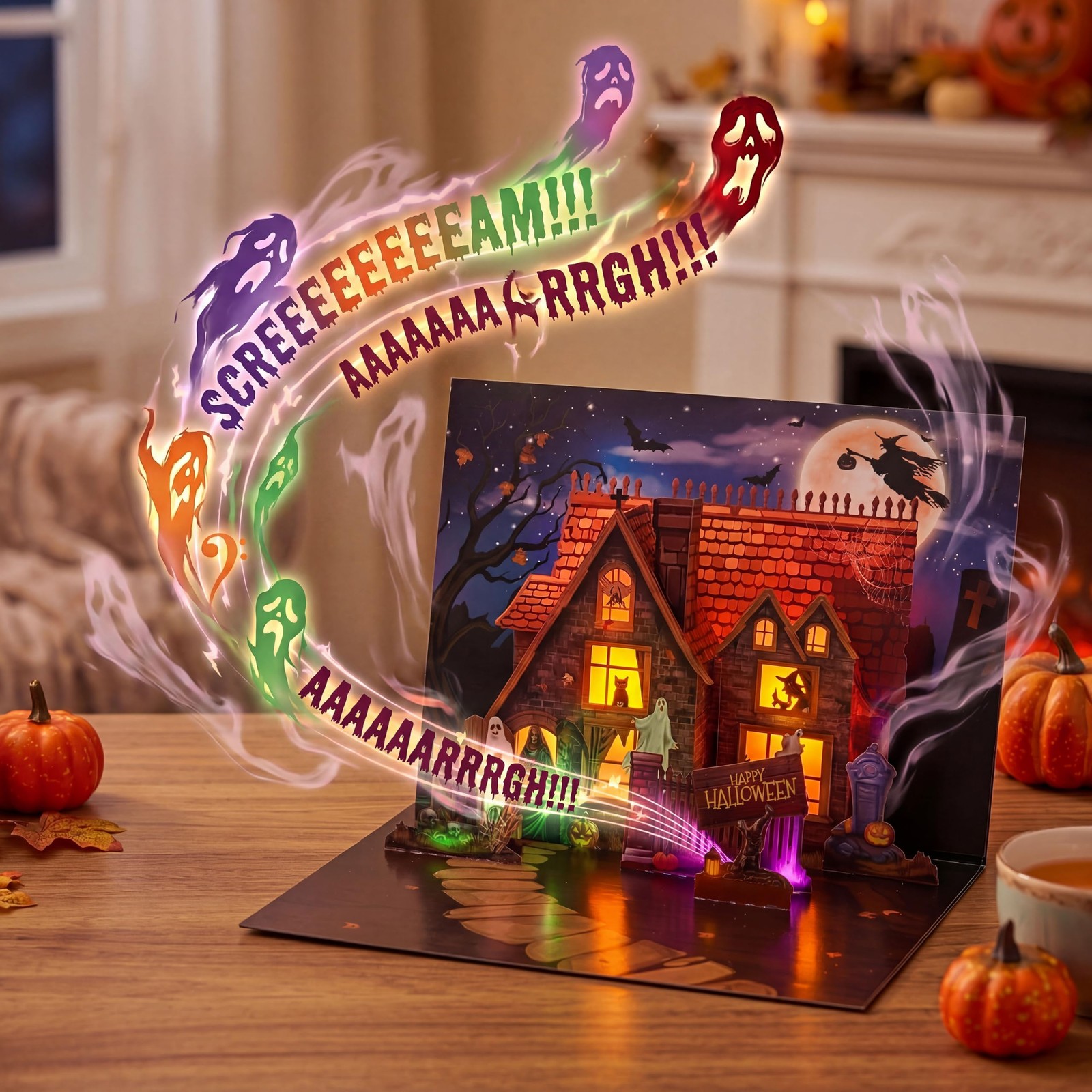 JOYIN Halloween Pop Up Card With Scary Sound and Light, 3D Gift Multicolor